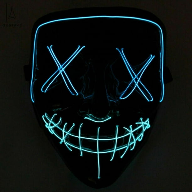 Christmas Mask LED Light up Purge Mask Frightening Wire Cosplay for Christmas Festival Parties Costume